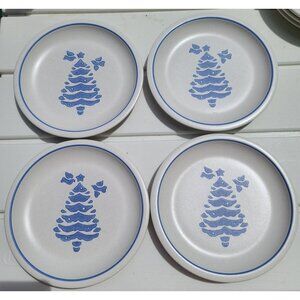 Pfaltzgraff Yorktowne Holiday Christmas Tree Luncheon Plate 8 3/8"  Set of 4 USA